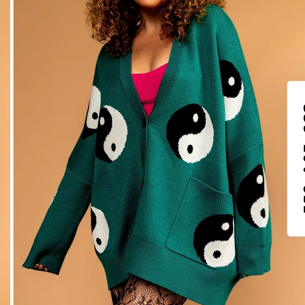 Dressed in LaLa main character energy oversized yin and yang cardigan
